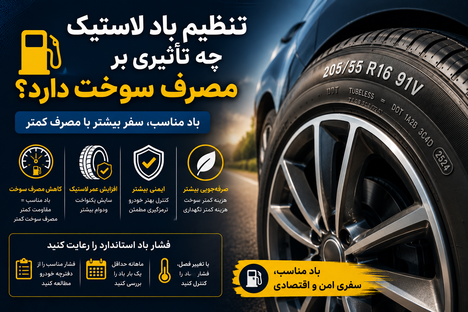 تنظیم باد لاستیک چه تأثیری بر مصرف سوخت دارد؟